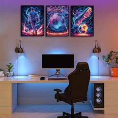 3Pcs Cool Soccer Wall Art Abstract Soccer Sneakers Posters Prints Paintings N…