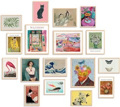 Set of 17 Eclectic Wall Art Prints, Colorful Maximalist Wall Decor Canvas Boh…