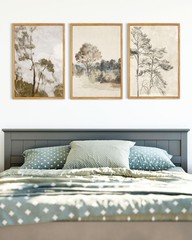UPWOIGH Large Framed Wall Art, Set of 3 Vintage Muted Landscape Prints, 16×24…