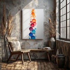 Create An Abstract Artwork Featuring A Vertical Cascade Of Vibrant Wall Art