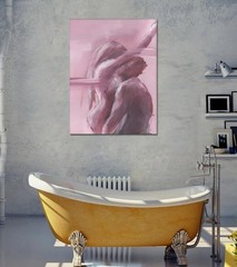 Sexy Couples Wall Art Pink Wall Decor Canvas Painting Poster ,24″x48″ DIY Framed