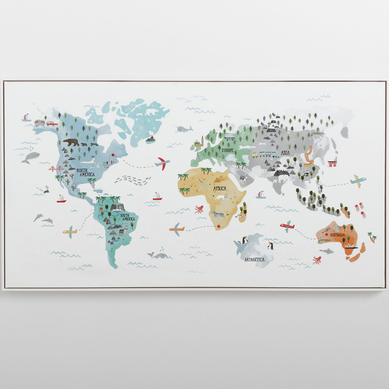 Pottery Barn Best Seller World Map Wall Art (22″ x 40″)