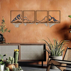 4 Pcs Metal Mountain Wall Art Decor Sculpture Living Room Bedroom Office Indoor