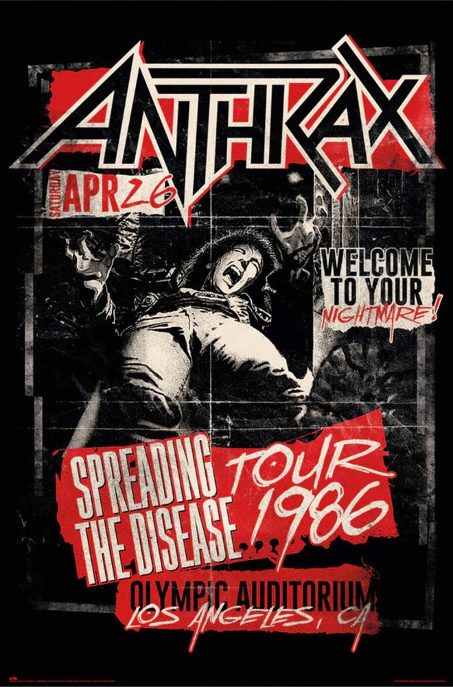 Anthrax – Music Poster (Spreading The Disease Tour 1986) (Size: 24″ x 36″)