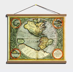 Ancient Vintage Rare America Map 100% Cotton Canvas Magnetic Wooden Hanger Frame