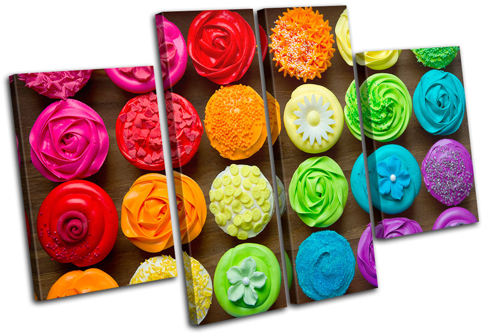 Cupcakes Baking Food Kitchen MULTI CANVAS WALL ART Picture Print VA