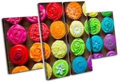 Cupcakes Baking Food Kitchen MULTI CANVAS WALL ART Picture Print VA