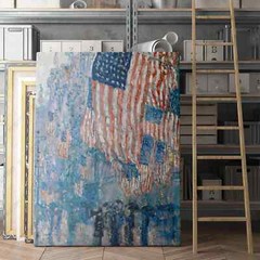 The Avenue in the Rain Frederick Childe Hassam 1917 Flag Canvas Print Wall Art