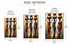 Mixed Media Canvas Print Hand-Painted Finish Colorful African Women Wall Art
