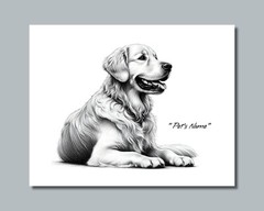 Personalized GOLDEN RETRIEVER Pet Print Photo DOG’S NAME Picture 8×10 11×14 (P1)