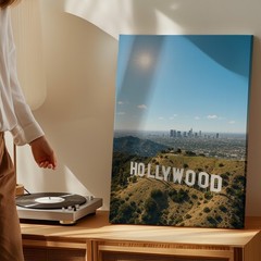 Hollywood Sign Los Angeles Skyline Landscape Canvas Wall Art Urban Decor Print