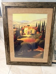 Framed Countryside Landscape Print Wall Art Vertical Multicolor Paper