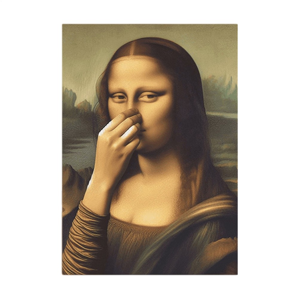 1pc Funny Mona Lisa Painting Bathroom Canvas Wall Art, Humor Toilet Arts Prints