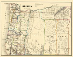 Historic State Map – Oregon – USGLO 1866 – Vintage Wall Art