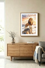 Set of 2 | Regal Lion Ragdoll Cat Floral Wildlife Watercolor Art Print 12X16″