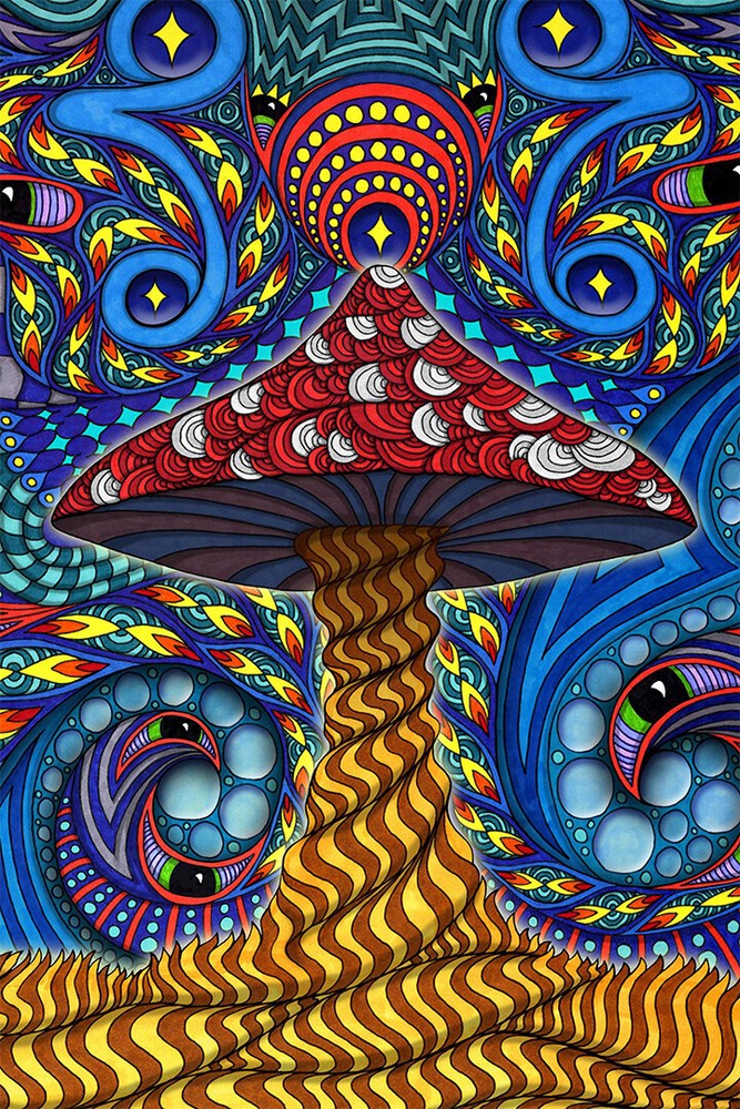 Psychedelic Trippy Mushroom Pattern Print Wall Art Home Decor – POSTER 20×30