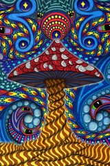 Psychedelic Trippy Mushroom Pattern Print Wall Art Home Decor – POSTER 20×30