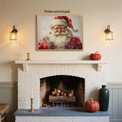 Vintage Christmas Canvas Wall Art Santa Claus Portrait Prints Poster Antique …