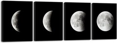 Stylish 4-Panel Black and White Abstract Canvas Paintings for Interior Design