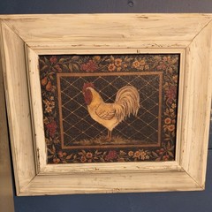 Rooster Chicken Country Folk Art Print Signed Kimberly Poloson Framed Art