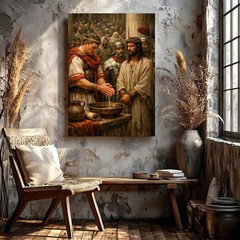 Wall Art Biblical Trial Scene Jesus Crown of Thorns Roman Governor Canvas Print