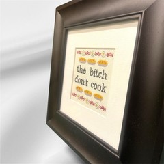 Handmade Framed Cross Stitch Funny Kitchen Wall Decor Adult Humor Gift Art