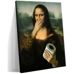 Funny Mona Lisa Bathroom Wall Art 12×16 inch