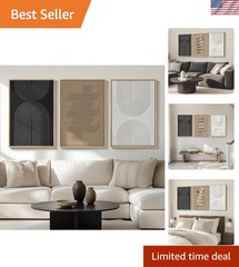 Contemporary 3-Piece Abstract Wall Art for Living Room: 24×36 in Framed Prints