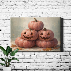 Stacked Jack O Lanterns Canvas Print Halloween Pumpkin Still Life Four