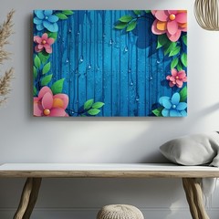 Vibrant, Vertical Composition Featuring A Textured Background Of Blue Wall Art