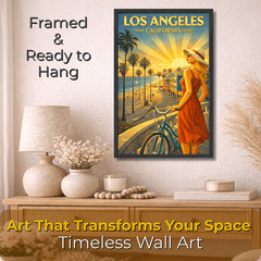Los Angeles California Travel Poster Framed 11×17 Venice Beach Wall Art Retro