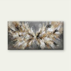 Abstract Beige, Black, White, Brown Unframed Canvas Painting for Living