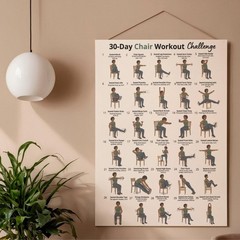 30-Day Chair Workout Plan, Low Impact Seated Exercise Routine, Poster & Canvas