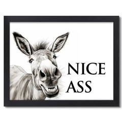Funny Bathroom Wall Art Black and Grey Donkey Canvas Painting Prints Nice Ass…