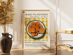 Fried Plantains Recipe Poster Tasty Food Art Print Kitchen Wall Decor Gift Print