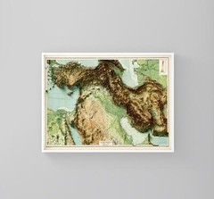 Middle East Map, Persia 2D Relief Map, Middle East Vintage Map – 2D Flat