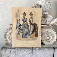 Historical REFERENCE 1886 French Fashion antique French Illustration toned draw
