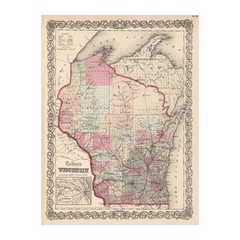 Old Map of Wisconsin 1861 – Vintage Wisconsin Art