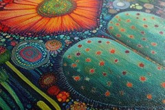 Mexican Cactus Canvas Huichol Art Flower Heart Gallery Wrap Wall Art