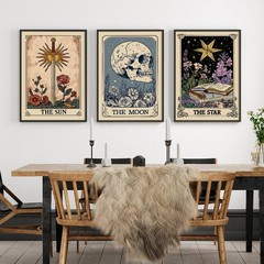 Pouydmi Tarot Card Wall Art Sun Moon Canvas 16″L x 12″W,