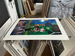 ROMARE BEARDEN School Bell Time 35″ x 44″ Serigraph 1994 African American Multic