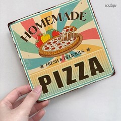 Pizza Tin Signs Funny Food Poster Vintage Metal Sign Wall Decor for Home Kitc…