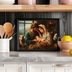 Nativity Scene Wall Art | Holy Family Christmas Canvas & Poster Print