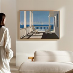 Serene coastal porch wall art. Modern nature ocean wall art.