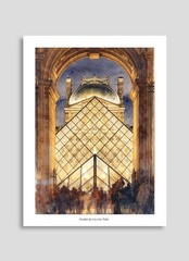 Set of 2 Paris Sacre Coeur Montmartre Louvre Museum Watercolor Art Print 12X16″