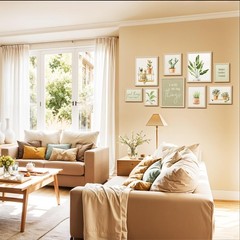 9-Piece Botanical Gallery Wall Art Set, Sage Green Plant Prints with Wood Fra…