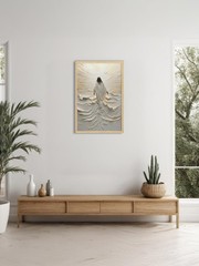 Jesus Walking on Water Wall Art Natural Wood Framed Religious Wall Decor Chri…
