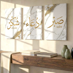 3 Pieces Elegant Marble Gold Abstract Large Wall Art Set for Living Set Of 3
