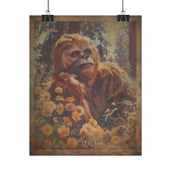 Vintage BIGFOOT FLOWER Wall Art, Sasquatch Botanical Decor, Floral Cryptid Gift