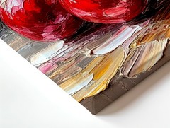 Wall Art Red Cherries Still Life Oil Painting Glossy Fruit Canvas Print Decor